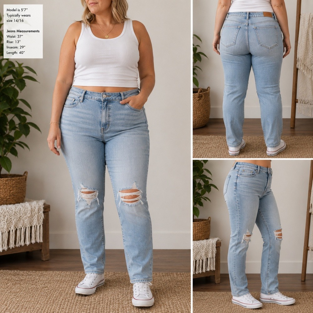 Madewell High Rise Straight Leg Distressed Jeans Light Wash Size 32
